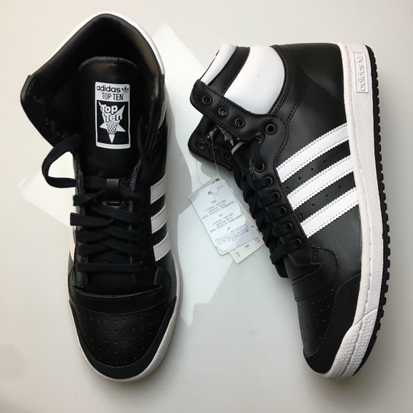 Adidas Top Ten Hi Black White Sneakers Mens New - Picture 2 of 7